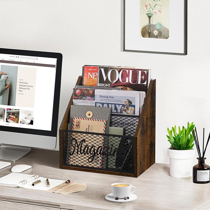 YINMIT Magazine Holder, Stepped 3 Tier Magazine Rack Floor, Magazine Storage - Image 2