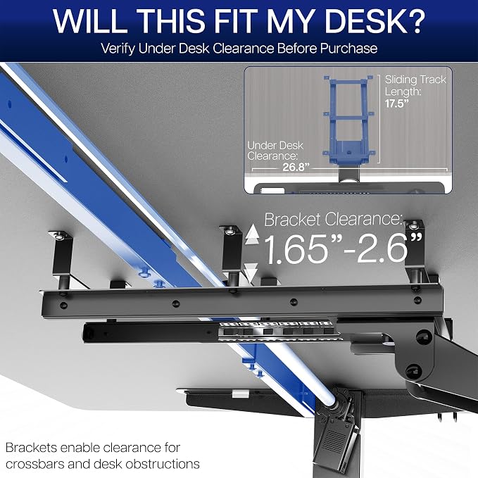VIVO Premium Adjustable 27 x 11 inch Computer Keyboard and Mouse Platform Tray - Image 4