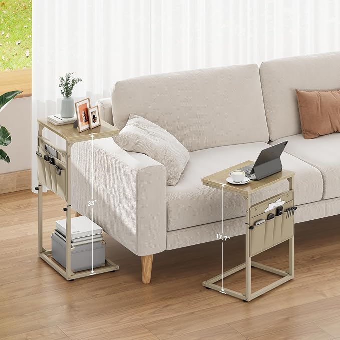 Vagusicc C Shaped End Table, Adjustable Height Small Couch Side Table - Image 2