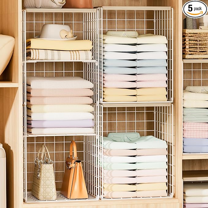 6 Tier Taller Closet Organizers and Storage, Stackable Closet Shelf Organizer by Hencawima
