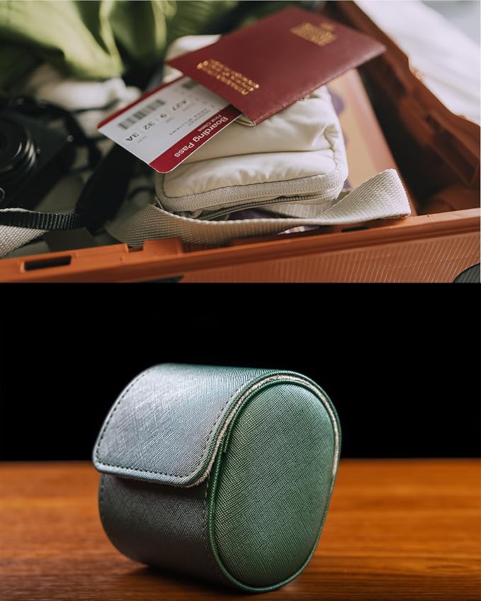 MR.OKAY Single Watch Travel Case -Classic Leather Watch Case - Image 4