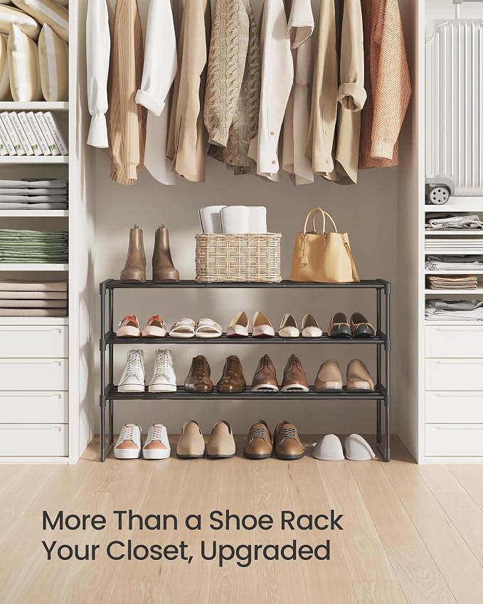 SONGMICS Shoe Rack, 3-Tier Shoe Organizer, Metal Storage Shelf, Upright or - Image 8