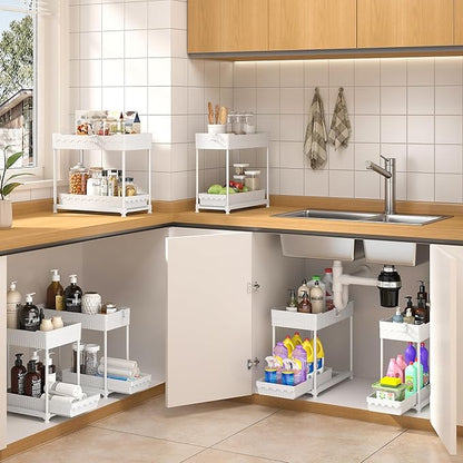 Sevenblue 3 Pack Under Sink Organizers, 2-Tier Multi-Use Kitchen and Bathroom - Image 2