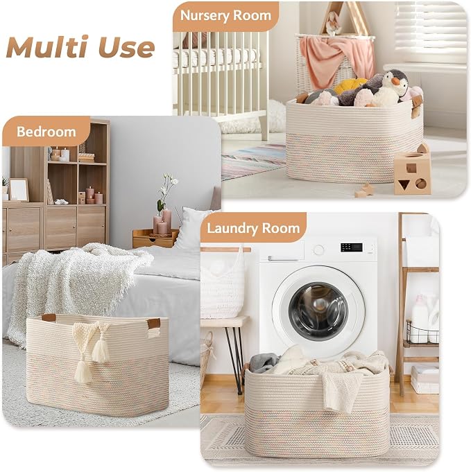 danpinera 108L Large Basket for Living Room, Boho Decorative Basket Organizing - Image 6