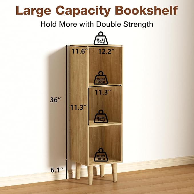 3 Cube Bookcase, Wooden Book Shelf Cube Storage Organizer - Image 3