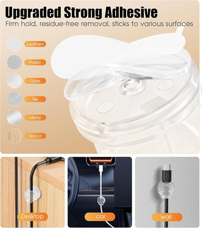8 Pack Cord Organizer, Ω-Shaped Rotatable Cable Clips, Strong Adhesive Cable - Image 6