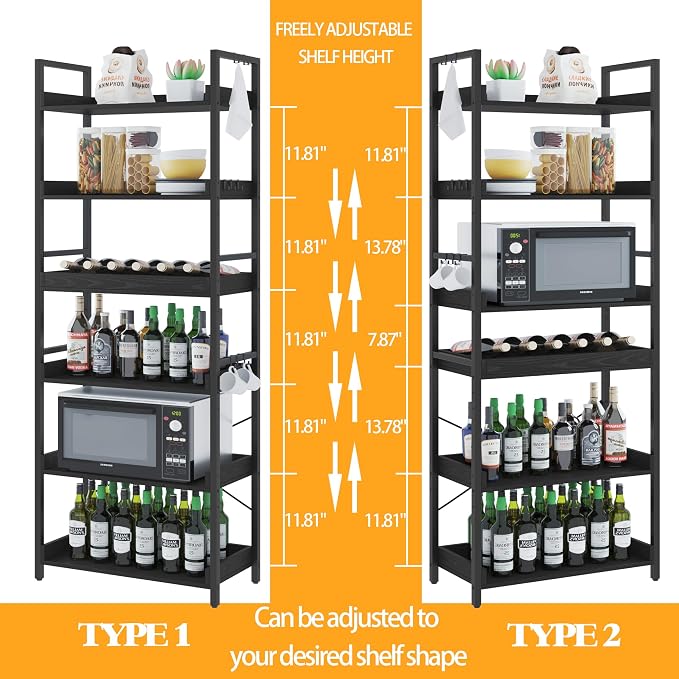 HCHQHS 6 Tier Bookshelf, Adjustable Industrial Bookcase, Vertical Tall Book - Image 4