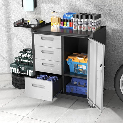 Metal Storage Cabinet for Garage, Tool Cabinet, Utility Cabinet | Wheeled - Image 2