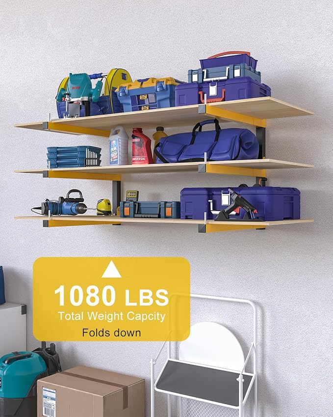 Lumber Rack Wall Mount Storage Racks Folding Wood Organizer Heavy Duty Shelf - Image 7