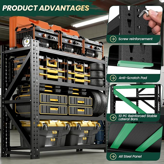 Heavy Duty Garage Storage Shelves 4000LBS Capacity, Metal Shelving Unit - Image 6