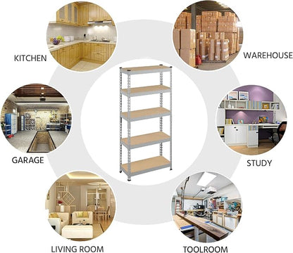Topeakmart 5-Tier Utility Shelves, Metal Storage Shelves, Adjustable Shelving - Image 9