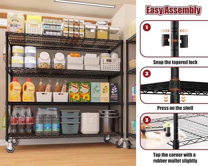 PrimeZone 5 Packs 55.5" W x 24" D x 80" H Heavy Duty Wire Storage Shelves - Image 7