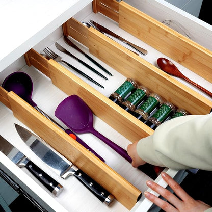 Utoplike Bamboo Drawer Dividers Large, Spring Loaded, Works in Bathroom - Image 5