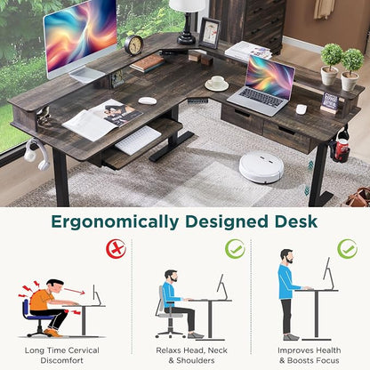 RedLemon 60 Inches L Shaped Electric Standing Desk, Height Adjustable Corner - Image 4
