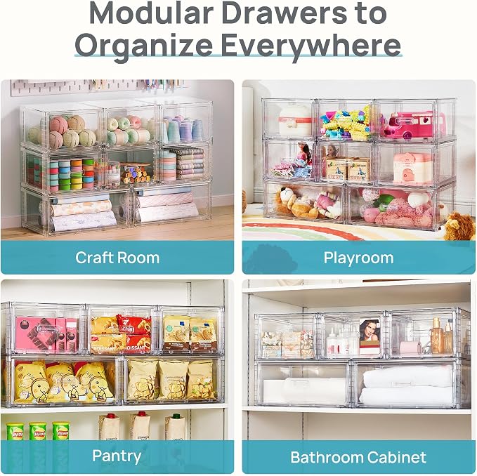 Vtopmart 8 Pack Large & Medium Stackable Drawer Organizer Set, Easy Assembly - Image 7