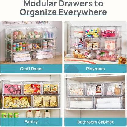 Vtopmart 5 Pack Large & Medium Stackable Drawer Organizer Set, Easy Assembly - Image 7