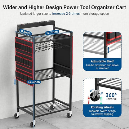 JUNNUJ Garage Large Power Tool Organizer Cart - Image 6