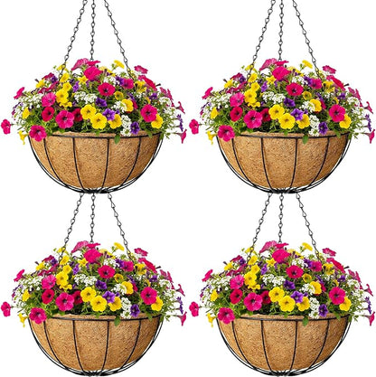 4pcs 16 inch Metal Hanging Baskets Round Wire Plant Stand by SMYAXUNW