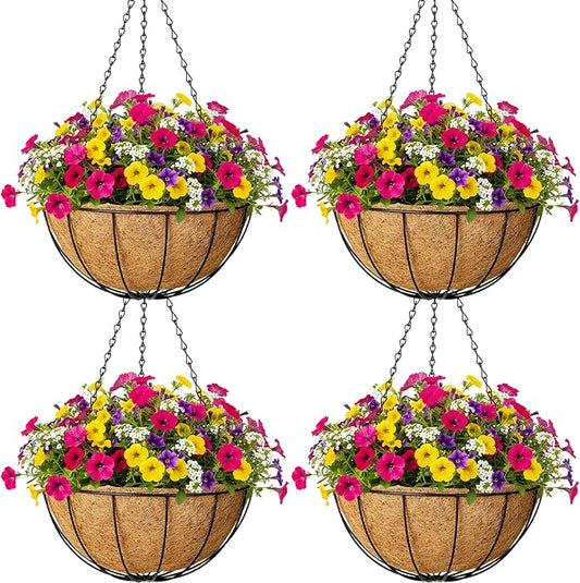 4pcs 16 inch Metal Hanging Baskets Round Wire Plant Stand by SMYAXUNW