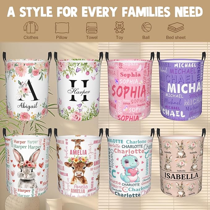 Custom Name Laundry Hamper, Personalized Dinosaur Laundry Basket - Image 6