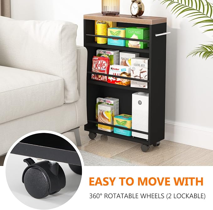 Tribesigns Slim Storage Cart, Rolling Narrow Kitchen Cart on Wheels - Image 2