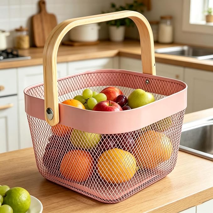 AJIODA Metal Mesh Wire Basket, Small Steel Basket - Image 3
