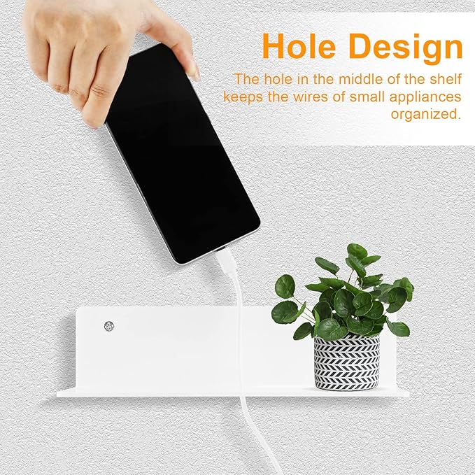 9 Inch Acrylic Floating Shelf No Drill Adhesive Wall Shelf Set of 2 - Image 4