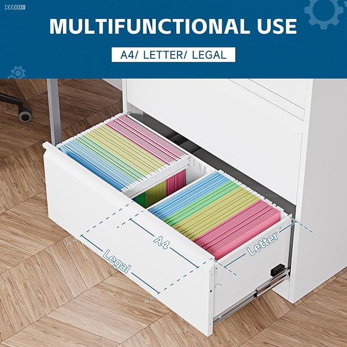 2-Drawer Metal File Cabinet, Lateral Vertical Filing Cabinets - Image 4
