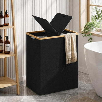 efluky Laundry Hamper with Lid, Double Laundry Basket with 2 Removable Bags - Image 2
