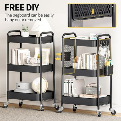 TOOLF 3 Tier Rolling Cart Storage Organizer, Metal Rolling Utility Car - Image 3