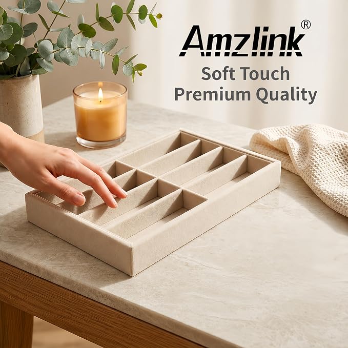Amzlink® Sunglass Organizer Tray, 8 Slot Velvet Glasses Holder - Image 3