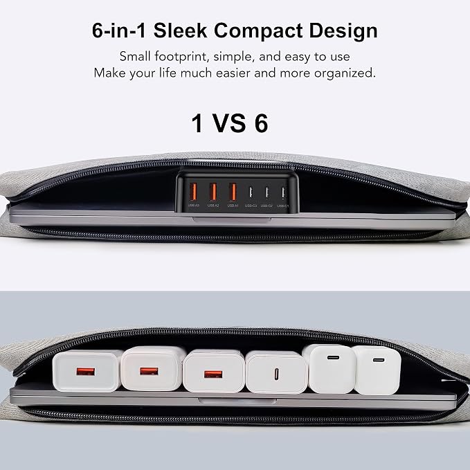USB C Fast Charger, 100W GaN 6 Port Type C Charging Station Hub Block Cube - Image 7