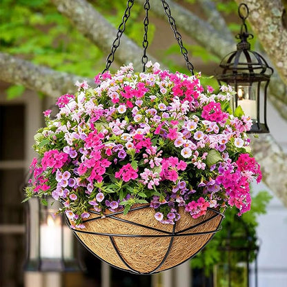 4 Pack 10 Inch Hanging Planters Metal Wire Flower Baskets - Image 2