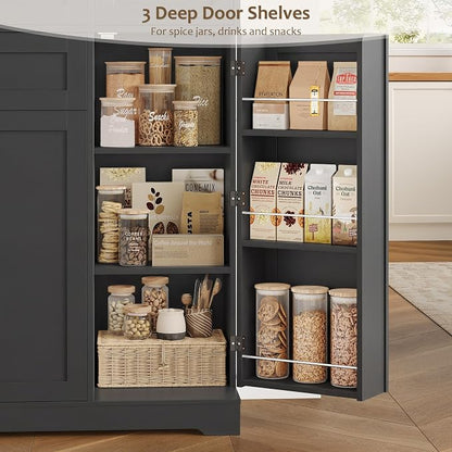 HOSTACK 68" Tall Kitchen Pantry Storage Cabinet - Image 8