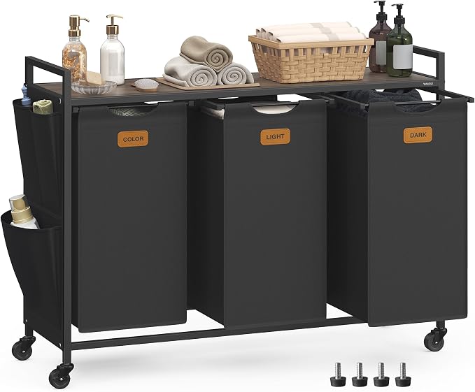 VASAGLE Laundry Hamper, Laundry Sorter Rolling Cart by Unknown