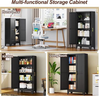 61" Black Metal Storage Cabinet - Image 7