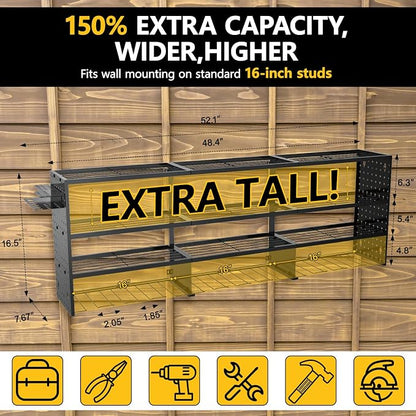 49" W Large Power Tool Organizer Wall Mount, 4 Layer Heavy Duty Metal Tool - Image 3