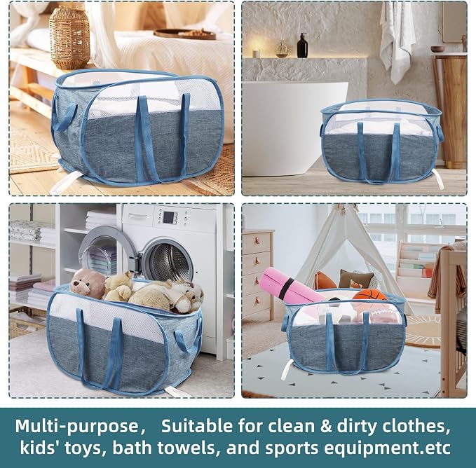 Collapsible Laundry Baskets, Tear Proof Pop Up Laundry Hamper - Image 7