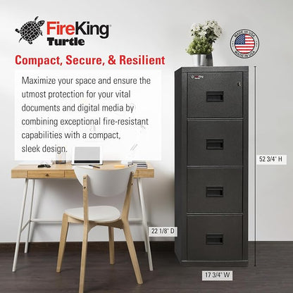 FireKing Turtle Vertical 4 Drawer Legal and Letter Fire Safe File Cabinet - Image 2