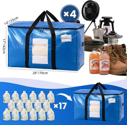 TAILI Extra Large Moving Bags, 4 Pack Blue Heavy Duty Totes - Image 6