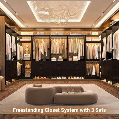 Aheaplus Closet System with 3 Drawers, 2 Hanging Rods & Corner Tower, Corner - Image 5