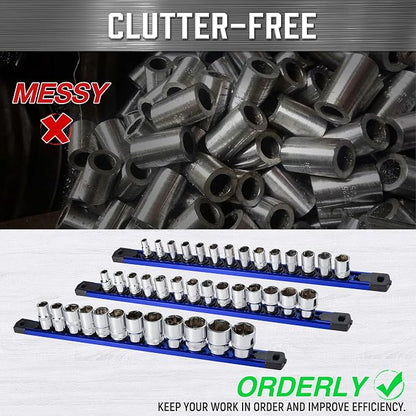 ALOANES 6-Piece Magnetic Socket Organizer, Heavy Duty Aluminum Socket Rails - Image 6