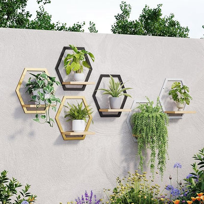 2 Pack Solid Wood & Metal Framework Wall Plant Stands, 9 inch Natural Wood - Image 6