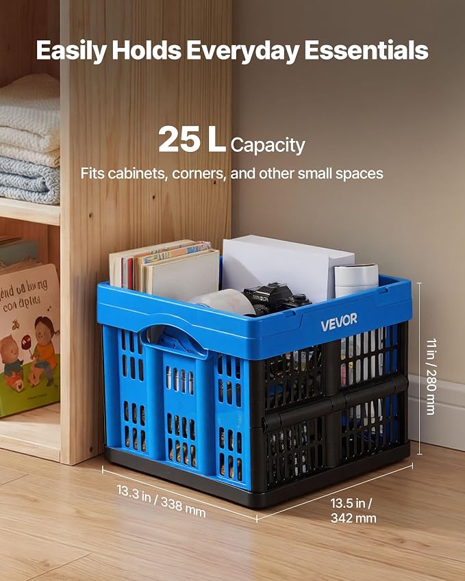 VEVOR Plastic Collapsible Storage Bins, 25L 3 Packs, Stackable Folding Storage - Image 3