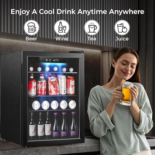 COWSAR 2.65 Cu.ft Wine Fridge, ETL Approved Beverage Refrigerator 95 Can Quiet - Image 6