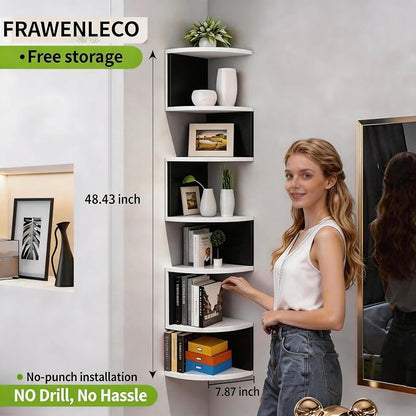 No-Drill Corner Shelf Wall Mount, 7-Tier Floating Corner Bookshelf - Image 2