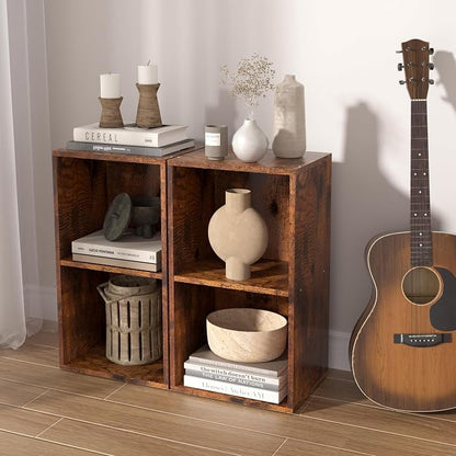 Wooden 2 Cube Storage Organizer, 2 Tier Storage Cubes Storage Display Cubby - Image 7