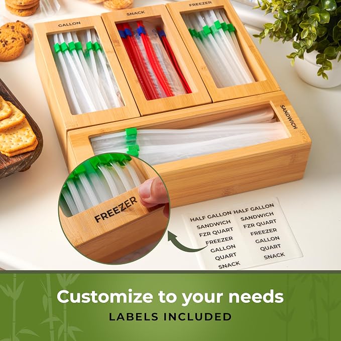 Storage Bag Organizer, Bamboo Baggie Organizer - Image 5
