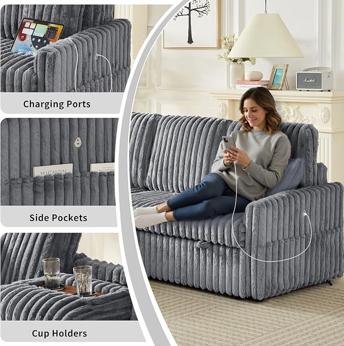 KCGKCG Sleeper Sofa Bed, 81” Pull Out Couch Bed - Image 5