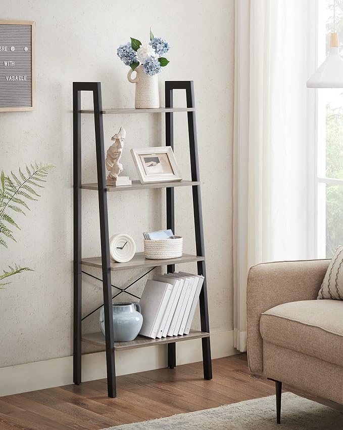 VASAGLE Ladder Shelf, 4-Tier Bookshelf, Storage Rack, Bookcase - Image 4